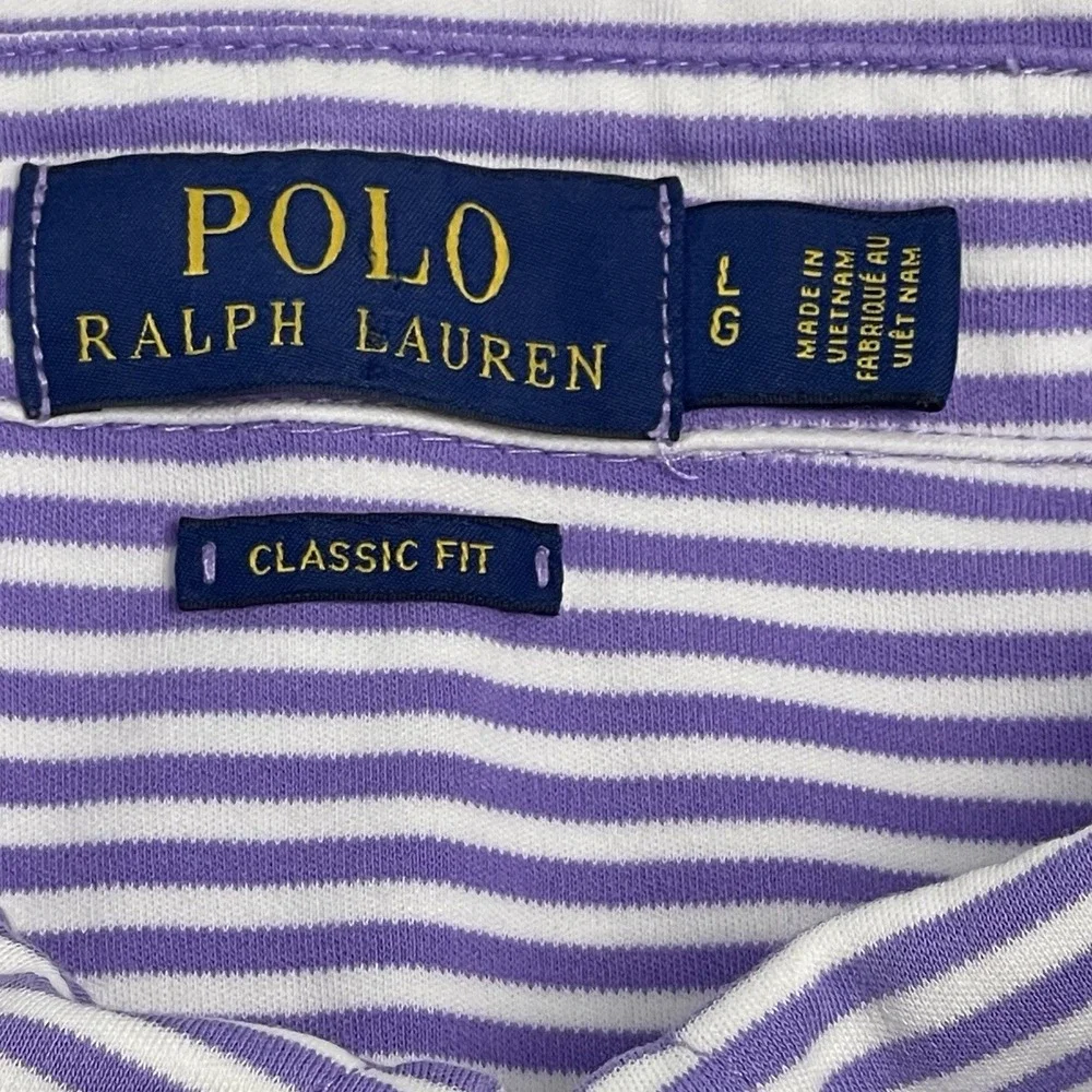 Polo Ralph Lauren Classic Fit Men's Large Purple White Stripe Flesh Pony